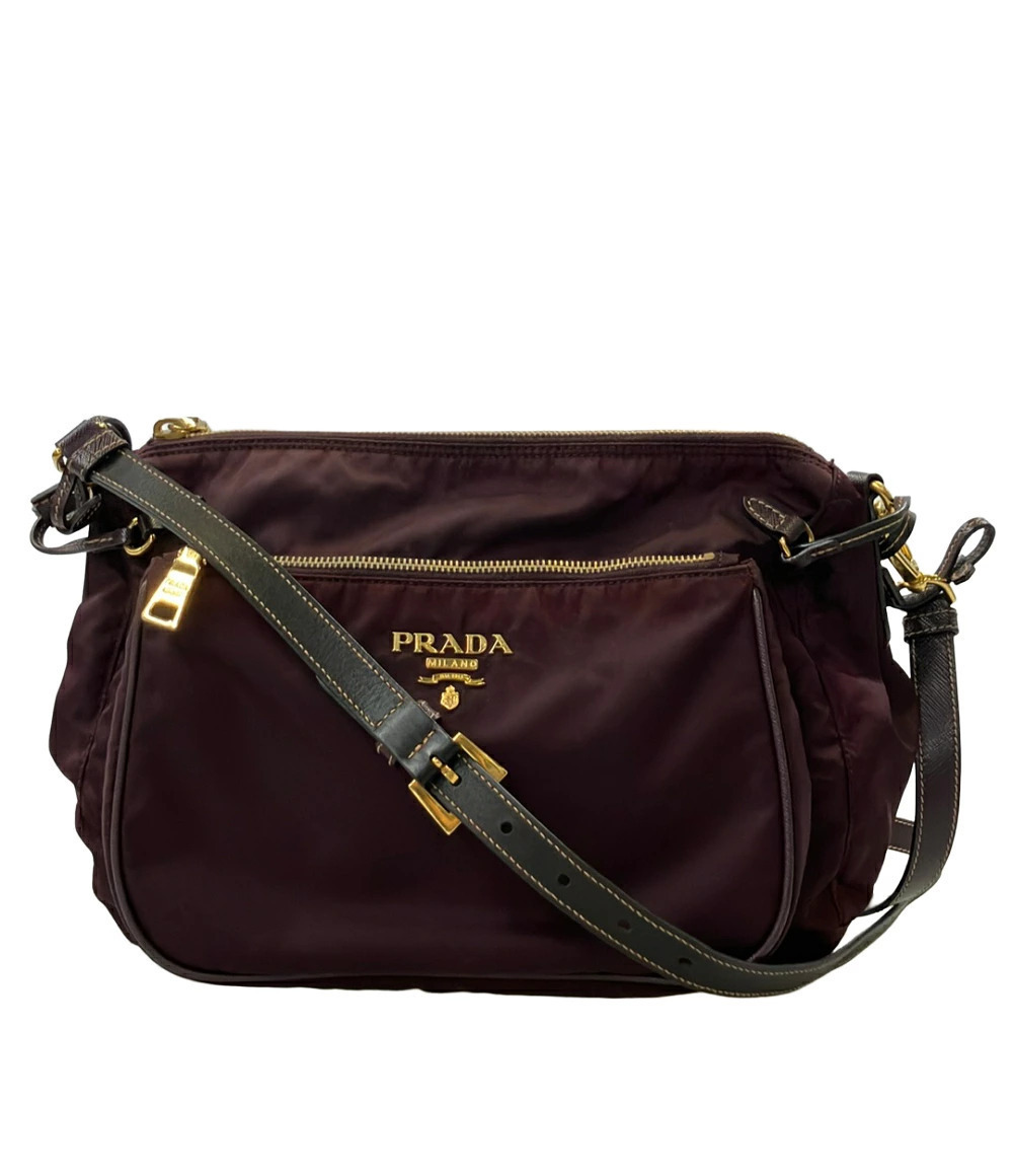 Prada Arque Vitello Daino Leather Hobo Shoulder Bag Red